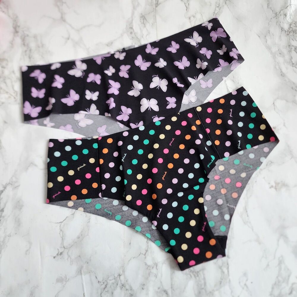 2 VS pink no show cheekster Tanga Butterflies Panties  Size XL | XLARGE 2 Pack
